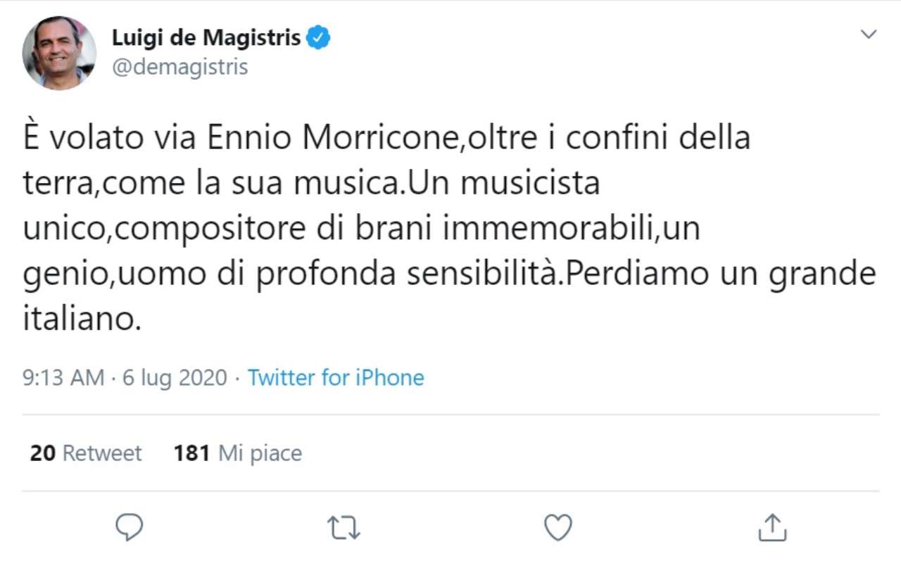 il tweet di de magistris