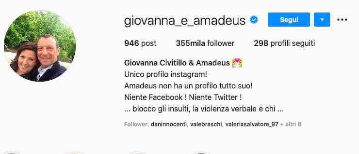 Amadeus e Giovanna, perché il profilo di coppia? La ricostruzione