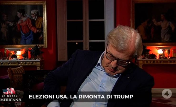 Vittorio Sgarbi elezioni usa dorme 
