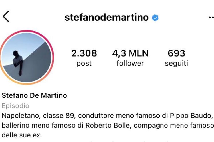 stefano de martino nuova bio instagram