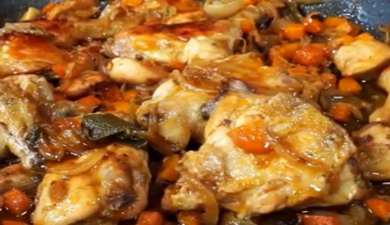 pollo cotto con birra