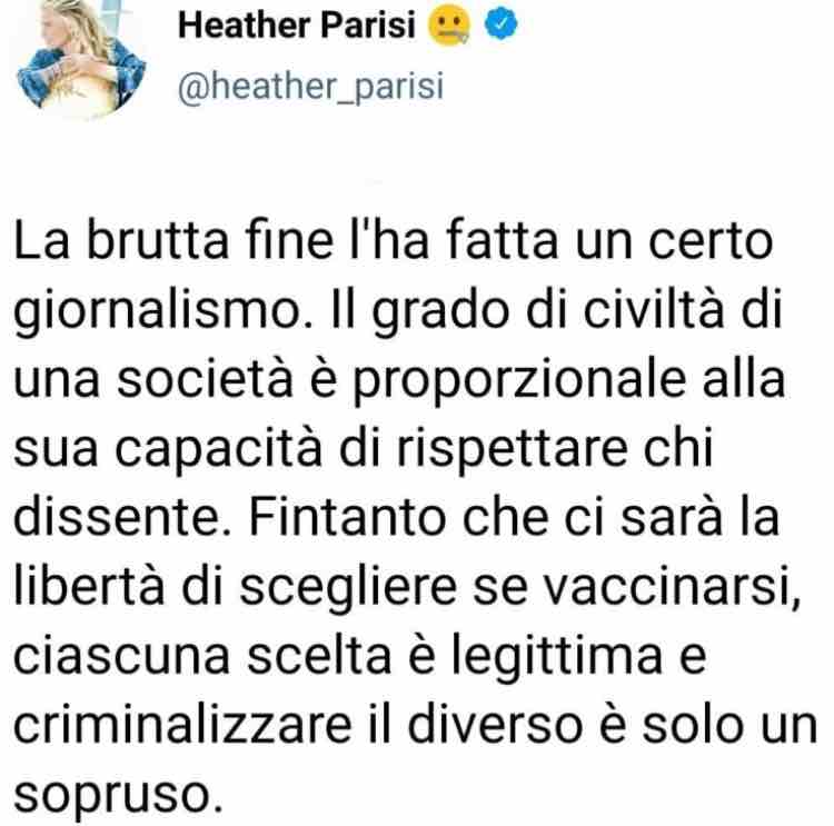 Heather Parisi vaccino tweet