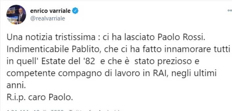 Varriale morto Paolo Rossi