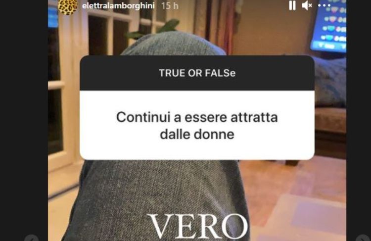 screenshot storie Instagram di Elettra Lamborghini