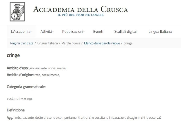 L'Accademia della Crusca ufficializza la parola cringe