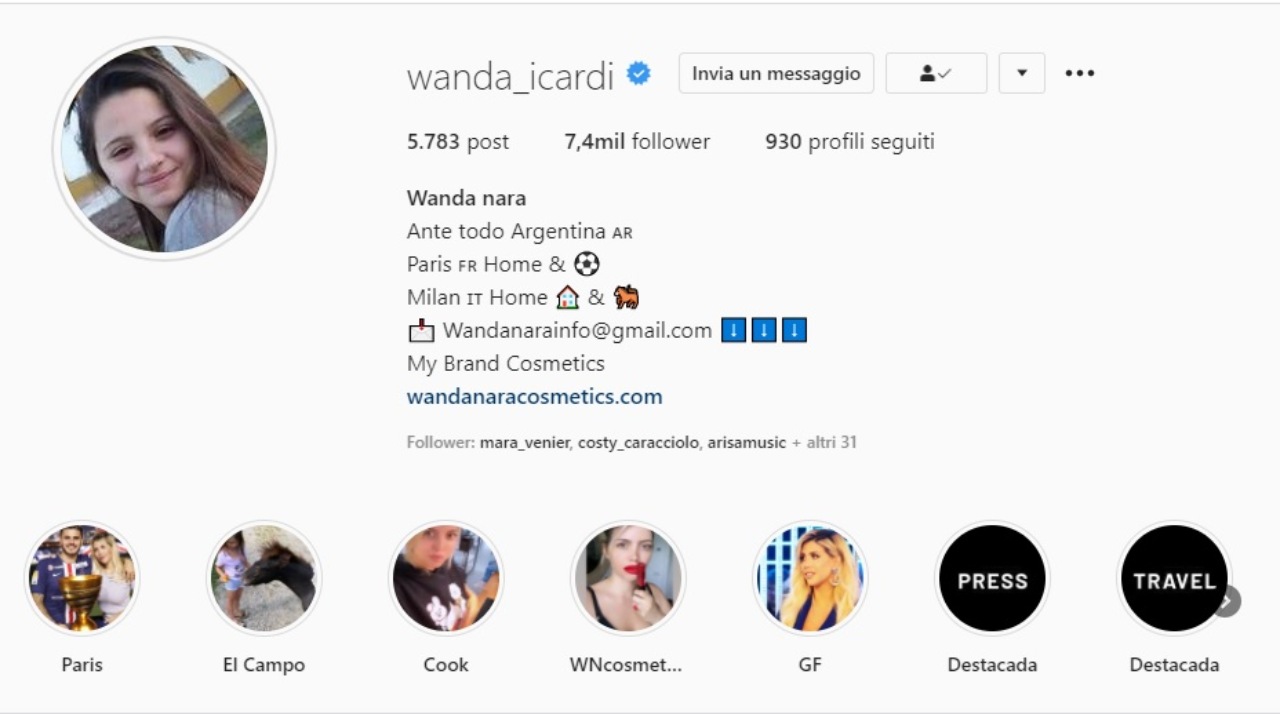 Wanda Nara profilo