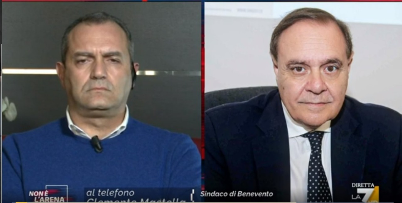 Luigi De Magistris e Clemente Mastella litigio Non è l'Arena