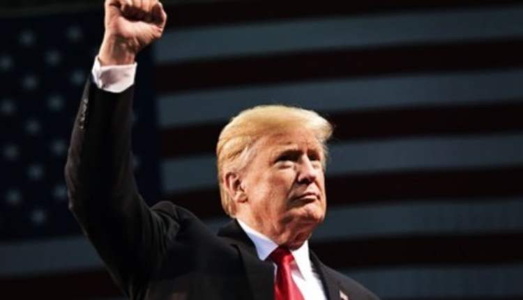 Donald Trump braccio alzato