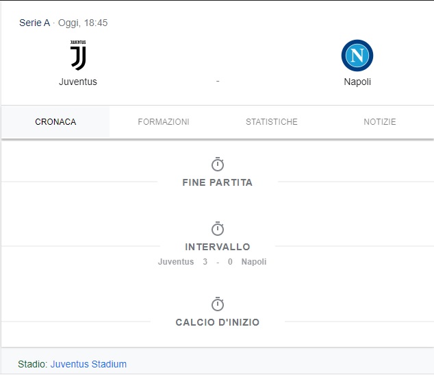 Juventus-Napoli e il bug di Google