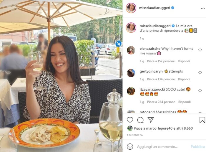 Claudia Ruggeri post Instagram