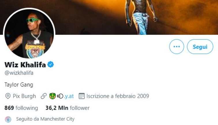Profilo Twitter Wiz Khalifa 