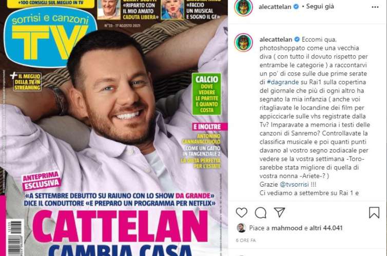 Alessandro Cattelan copertina TV Sorrisi e Canzoni