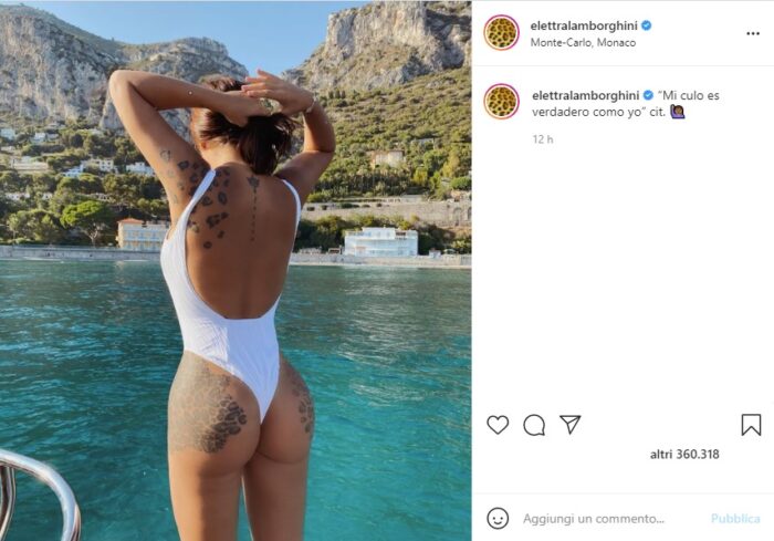 Elettra Lamborghini post Instagram