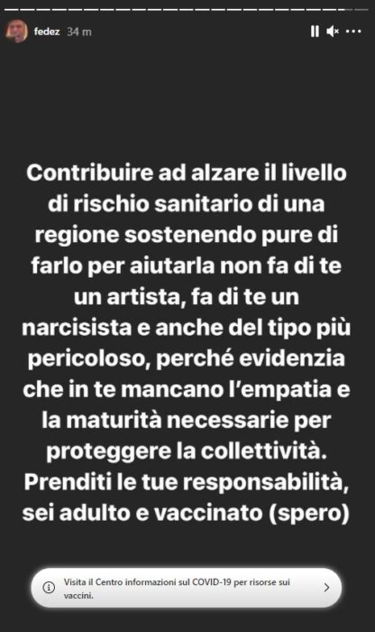 Fedez Instagram Story