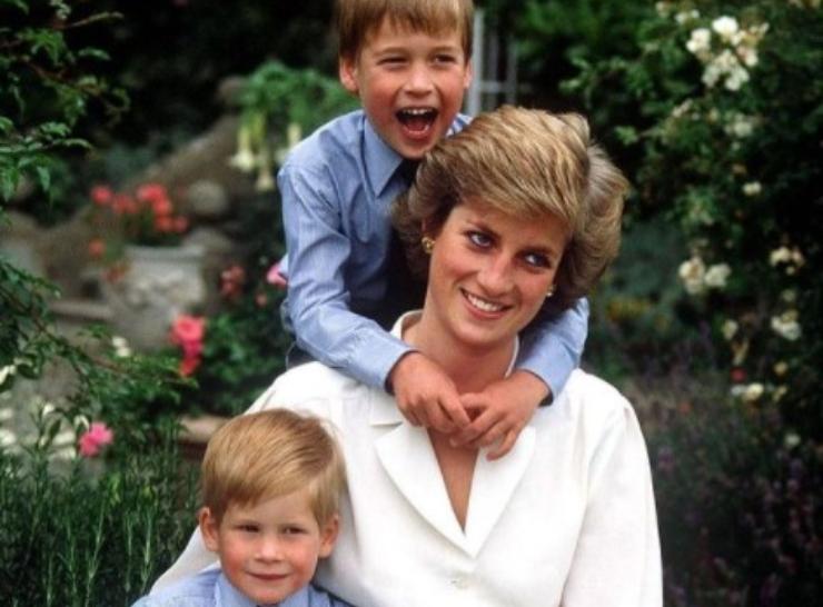 Lady D insieme ad Harry e William