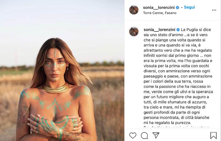 Post Instagram Sonia Lorenzini 