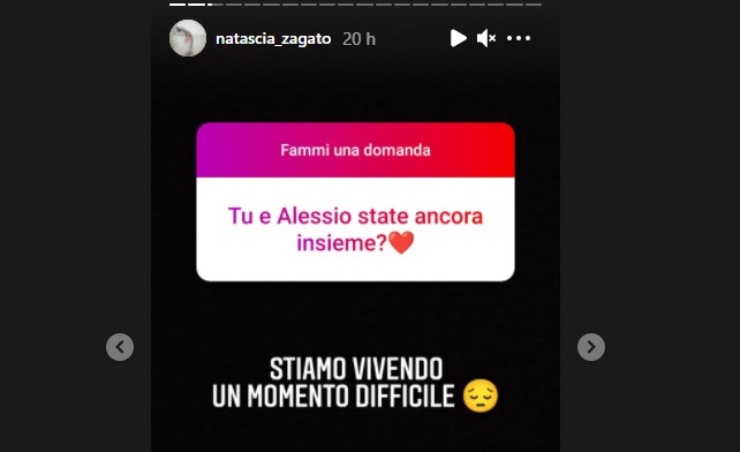 Screen storia Instagram di Natascia
