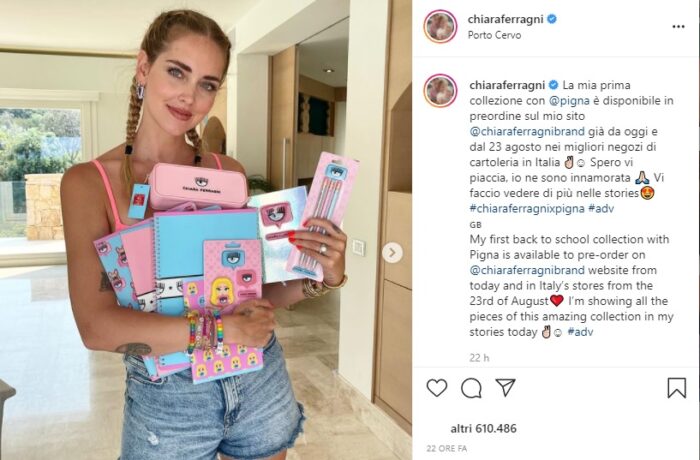 Chiara Ferragni post Instagram