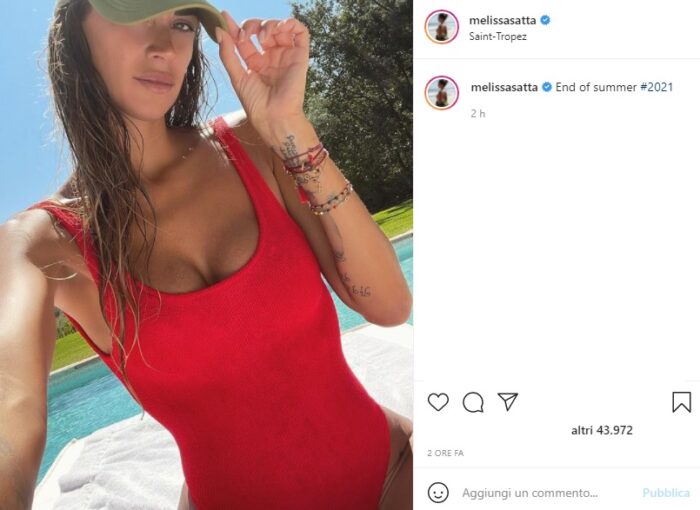 Melissa Satta post Instagram