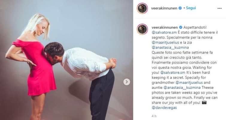 Veera Kinnunen annuncio gravidanza