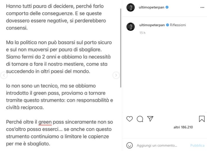 Ultimo post Instagram