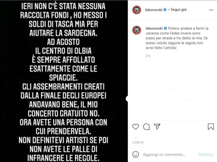 Post Instagram attacco Salmo