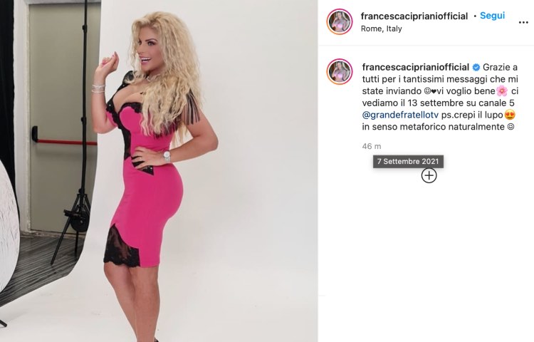 Post Instagram Francesca Cipriani