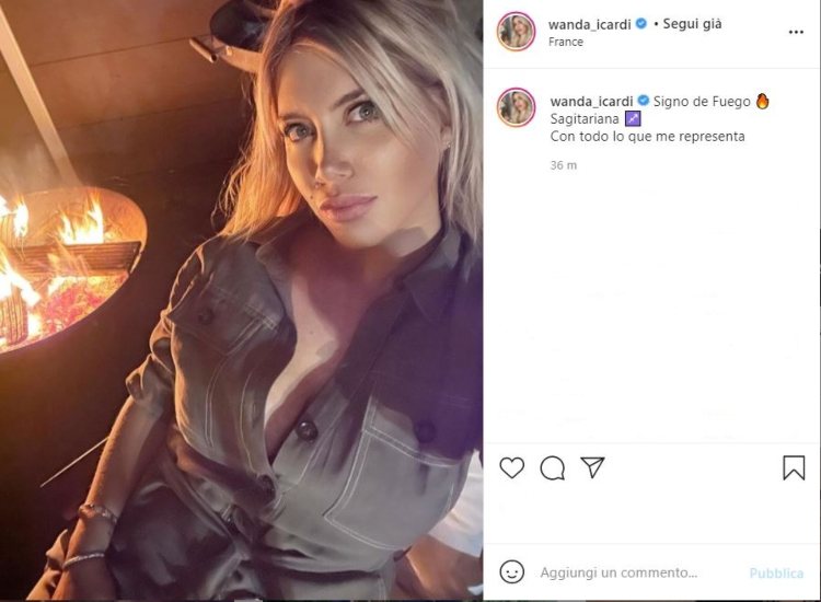 Wanda Nara Fuoco Camicia Aperta