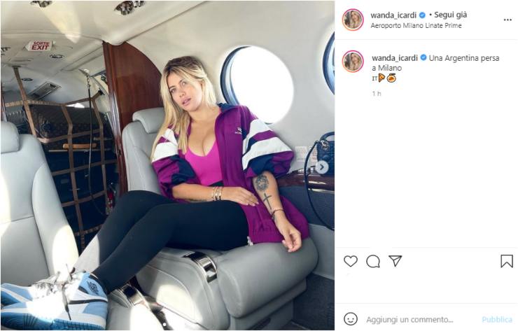 Wanda Nara in aereo