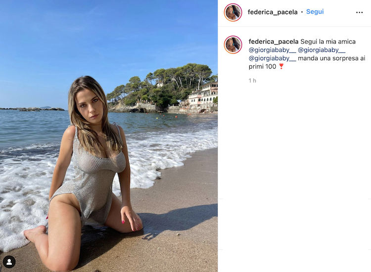 Il post Instagram di Federica Pacela