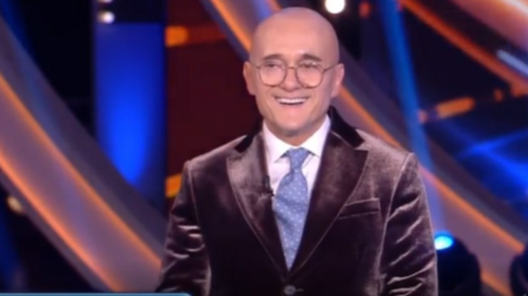 Signorini durante la telefonata di Bonolis