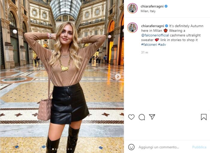 Chiara Ferragni post Instagram