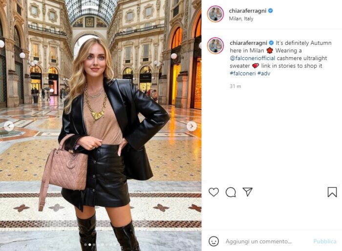 Chiara Ferragni post Instagram 