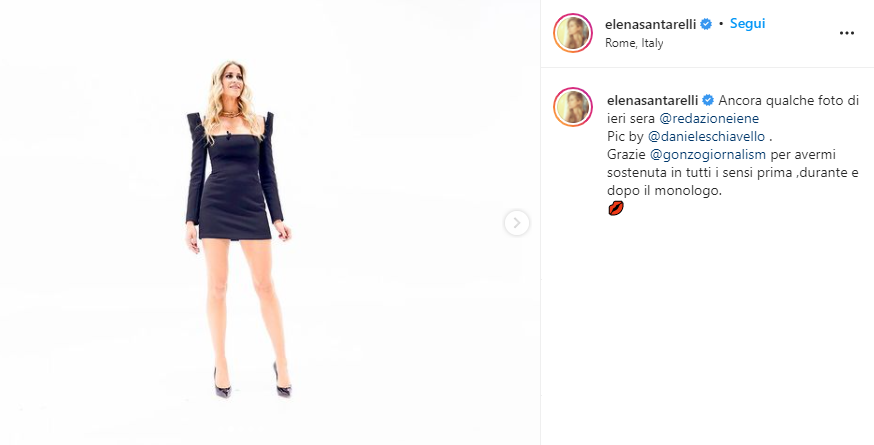 Il mini abito nero di Elena