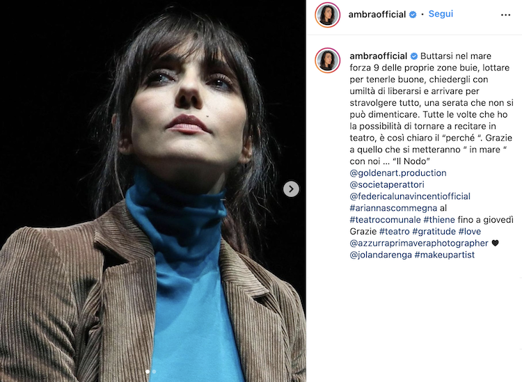 Il post su Instagram di Ambra