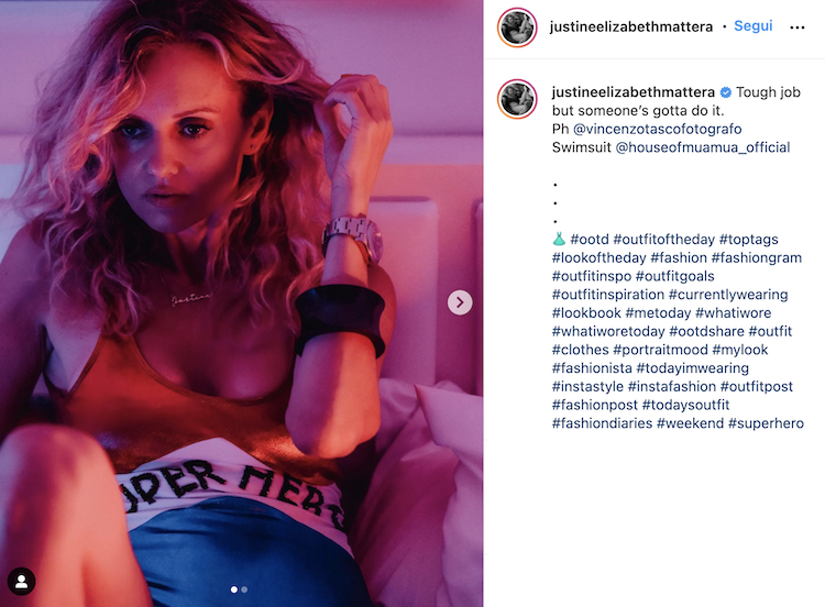 Justine e il suo post su Instagram