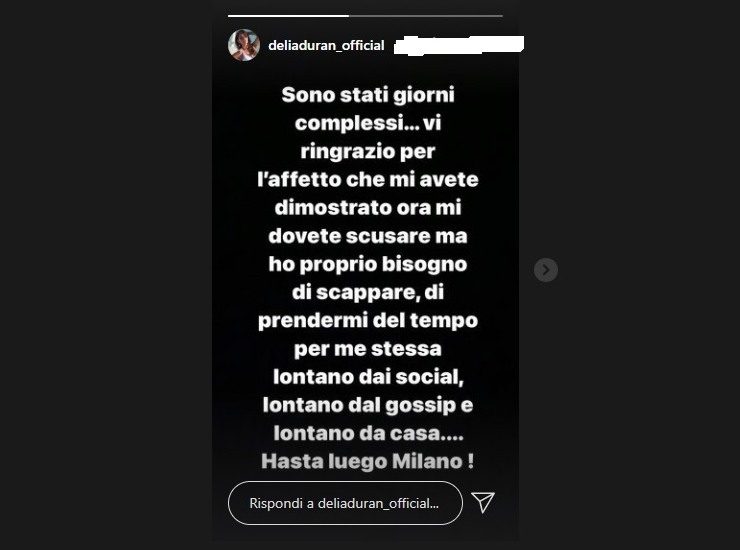 GF Vip storia Instagram Delia Duran 