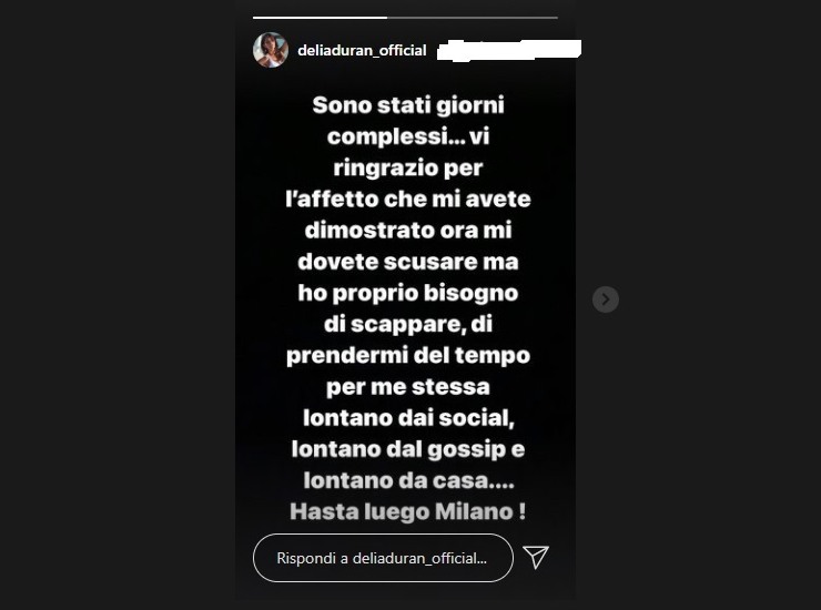 GF Vip storia Instagram Delia Duran