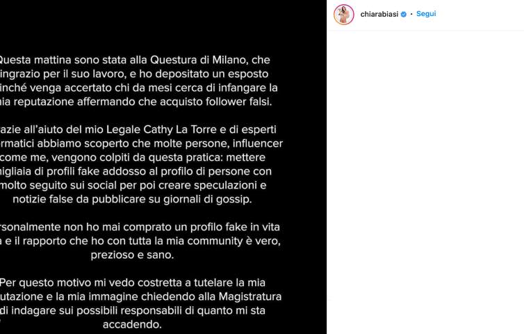 Post Instagram Chiara Biasi 