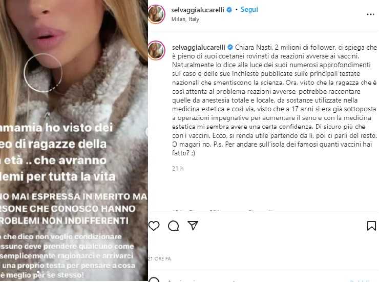 Scontro Selvaggia Lucarelli e Chiara Nasti