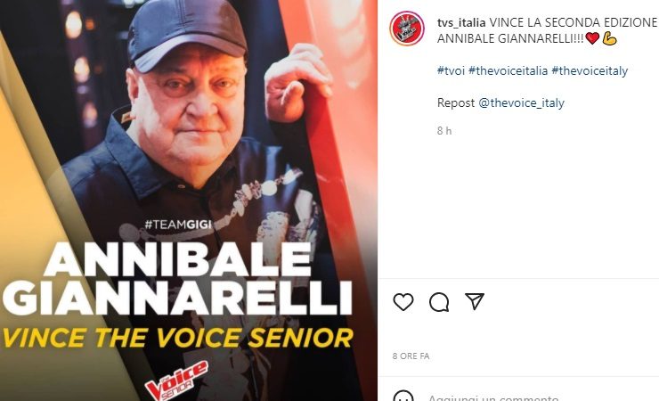 Annibale Giannarelli vince The Voice Senior