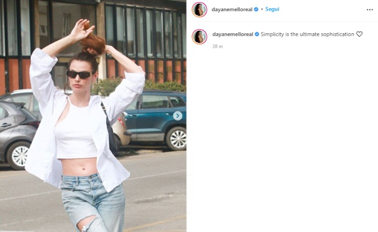 Dayane Mello canotta e camicia bianca instagram