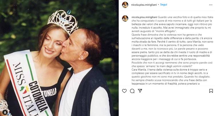 Miss Italia Manila Nazzaro attacco Nicola Pisu