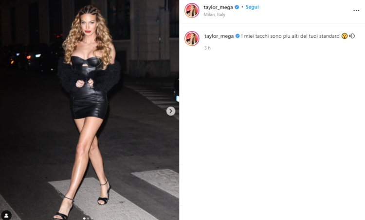 Taylor Mega abito nero aderente Instagram