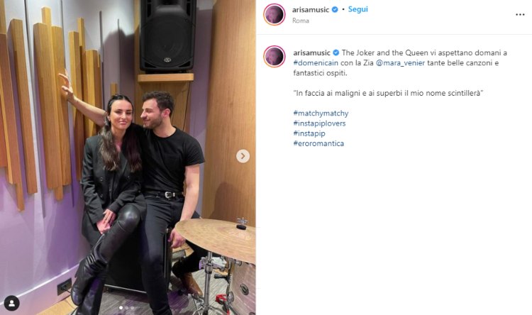 Arisa e Vito Coppola Post Instagram Domenica In