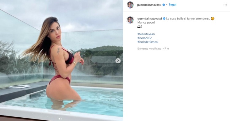 Guendalina Tavassi post Instagram attesa Isola