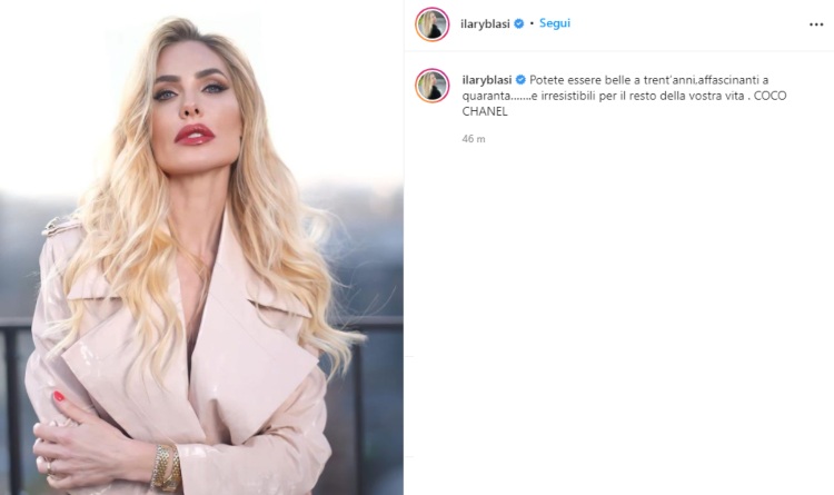 Ilary Blasi Chanel citazione Instagram