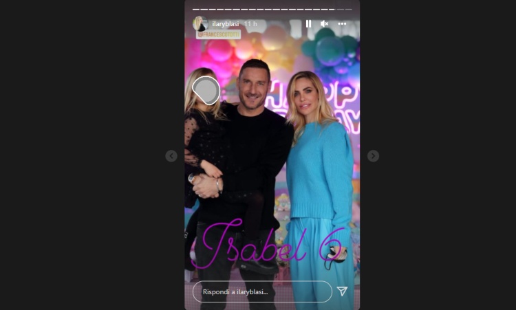 Totti e Ilary Blasi compleanno Isabel 6 anni