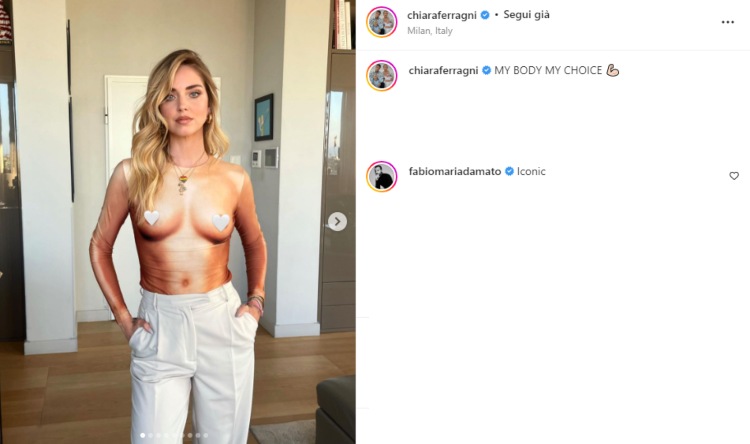 Chiara Ferragni maglia topless