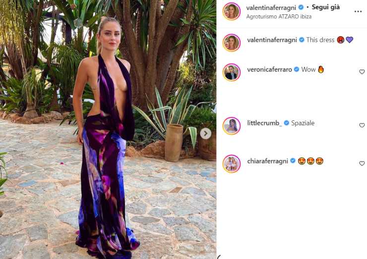 Valentina Ferragni abito scollato ibiza